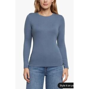 NWT Eddie Bauer Long Sleeve Tee Blue Cotton Blend Slim Fit Casual Classic Size S